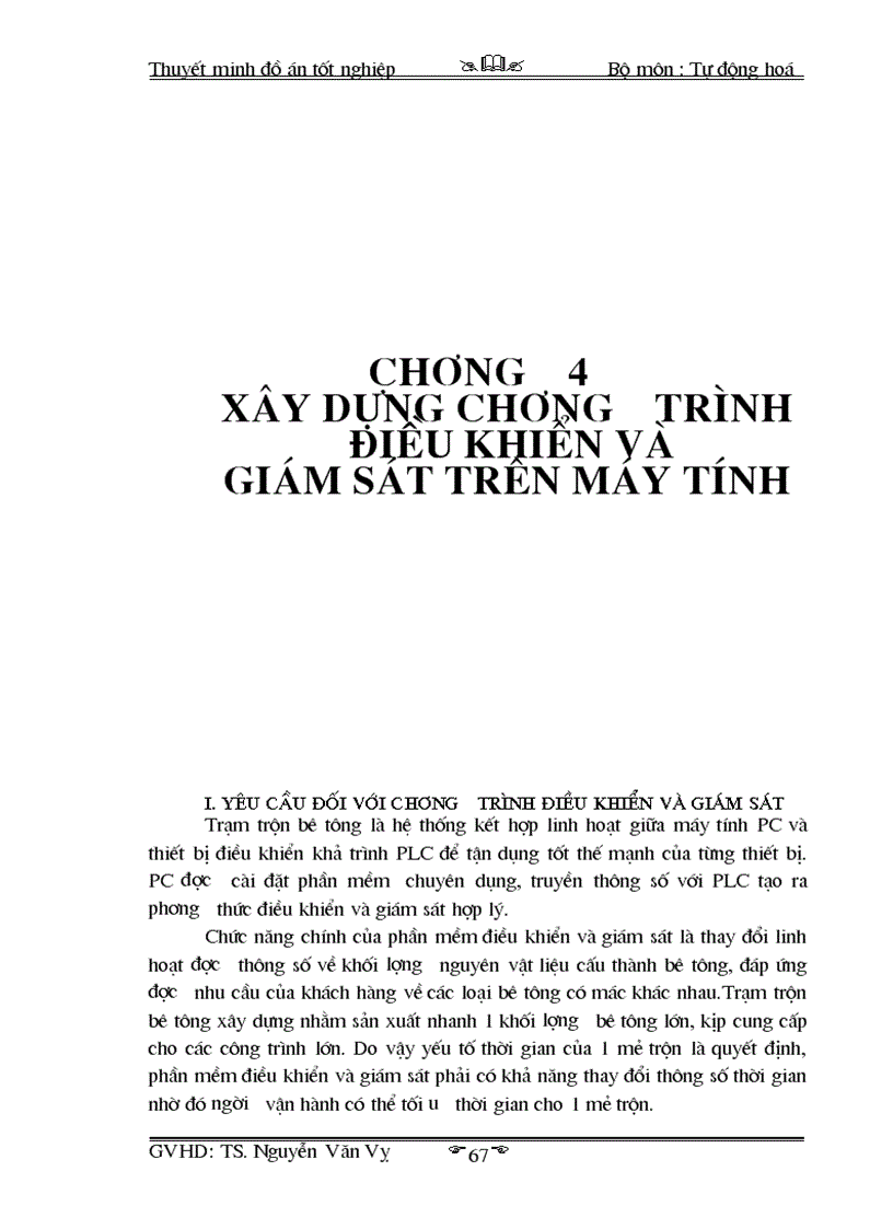 Xây dựng chương trình điều khiển và giám sát trên máy tính