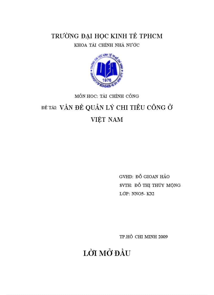 Vấn đề quản lý chi tiêu công ở việt nam