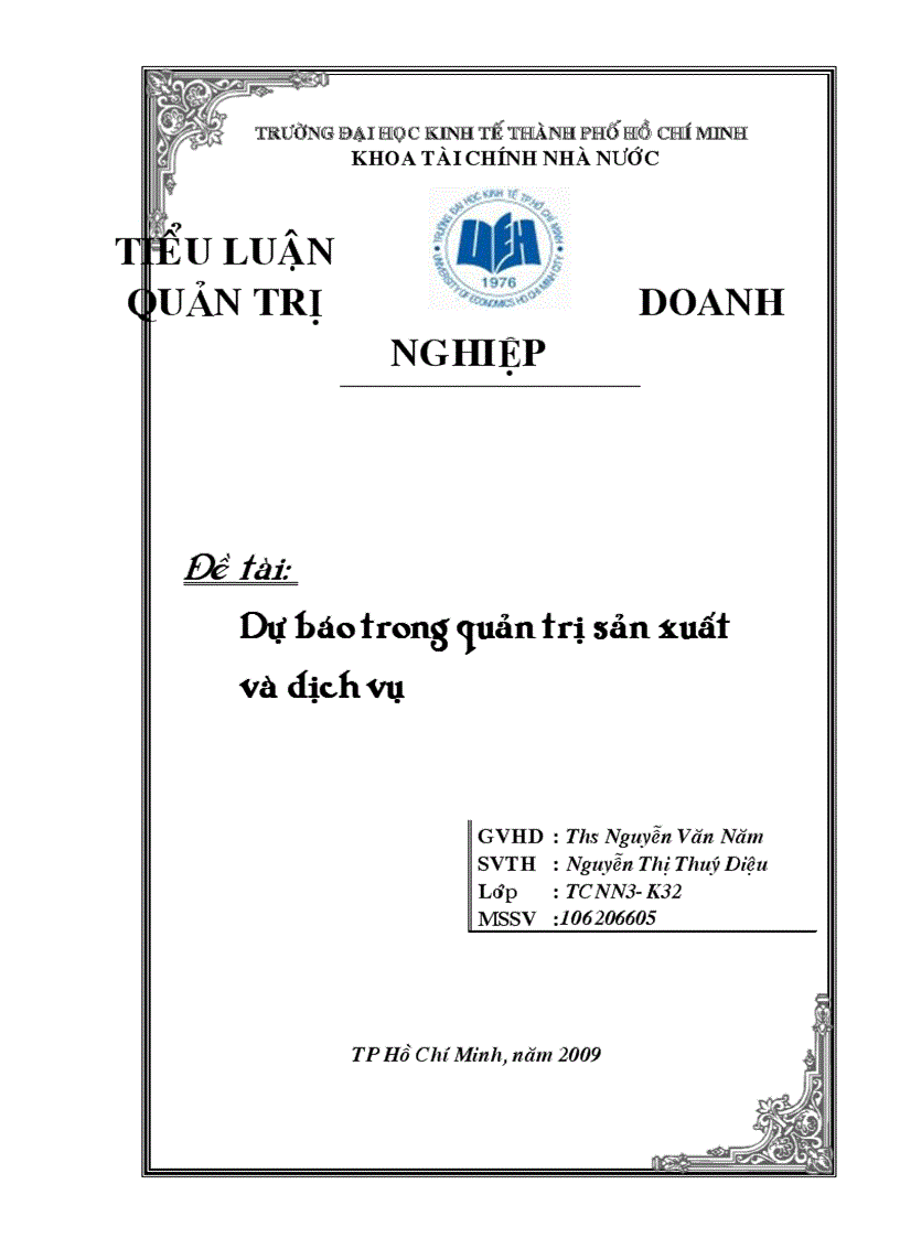 Dự báo trong quản trị sản xuất dịch vụ