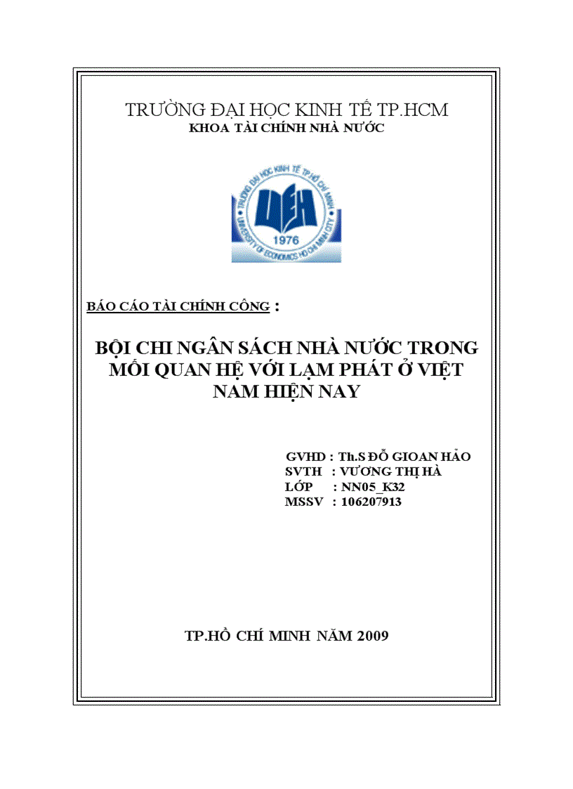 Bội chi ngân sách nhà nước trong mối quan hệ với lạm phát ở việt nam hiện nay