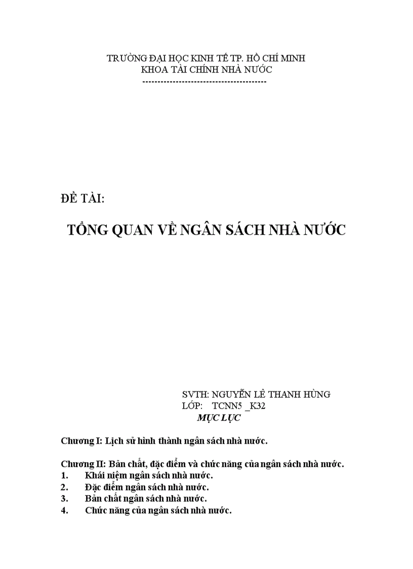 Tổng quan về ngân sách nhà nước