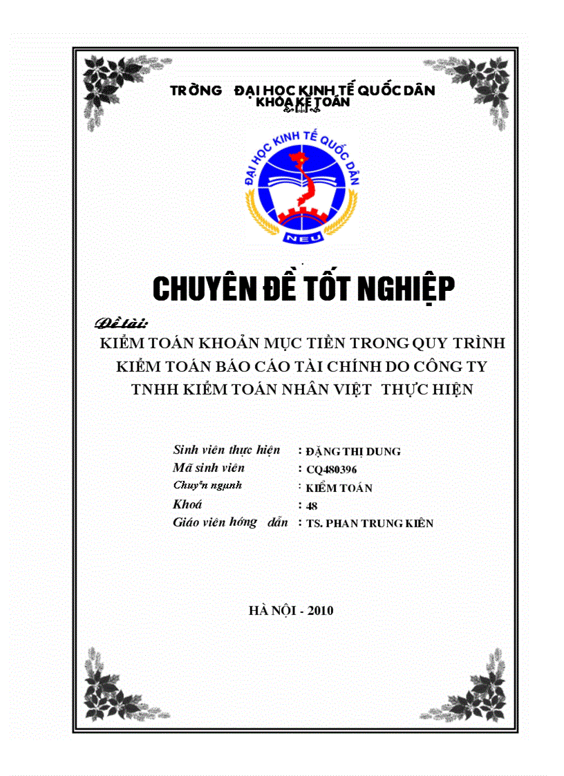 Kiểm toán khoản mục tiền trong quy trình kiểm toán báo cáo tài chính do Công ty TNHH Kiểm toán Nhân Việt VPA thực hiện 1