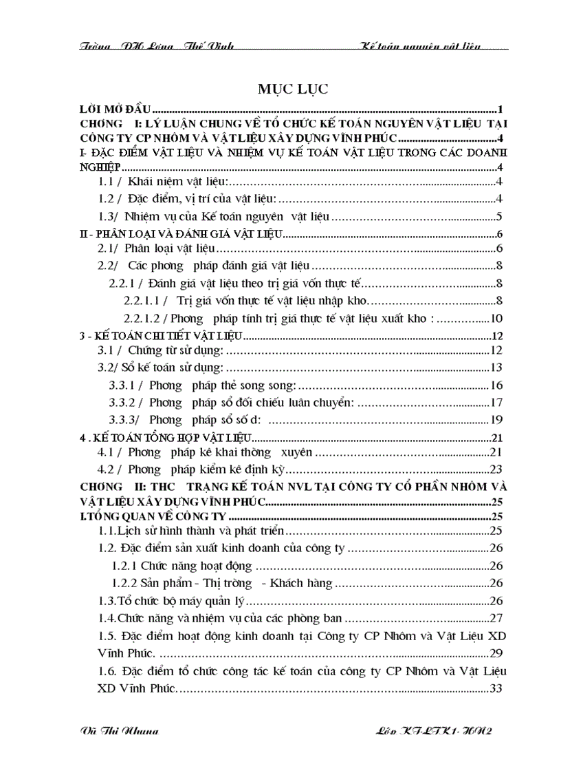 Hoàn thiện hạch toán nguyên vật liệu tại công ty cp nhôm và vật liệu xây dựng vĩnh phúc