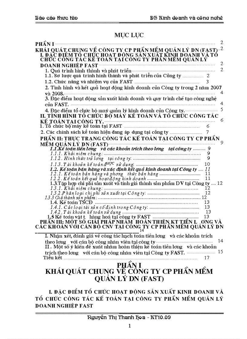 Một số giải pháp nhằm hoàn thiện kế toán tiền lương và các khoản với cán bộ công nhân viên tại công ty CP phần mềm quản lý DN