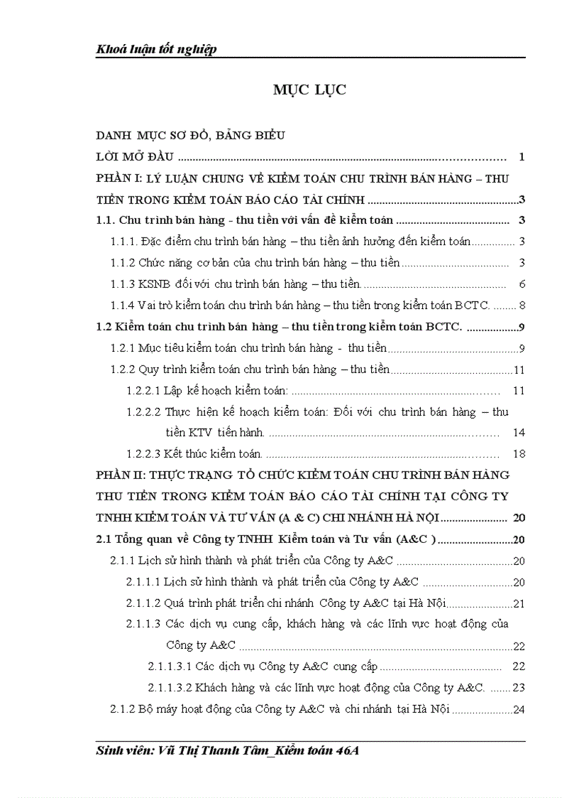 Hoàn thiện kiểm toán chu trình bán hàng thu tiền trong kiểm toán báo cáo tài chính