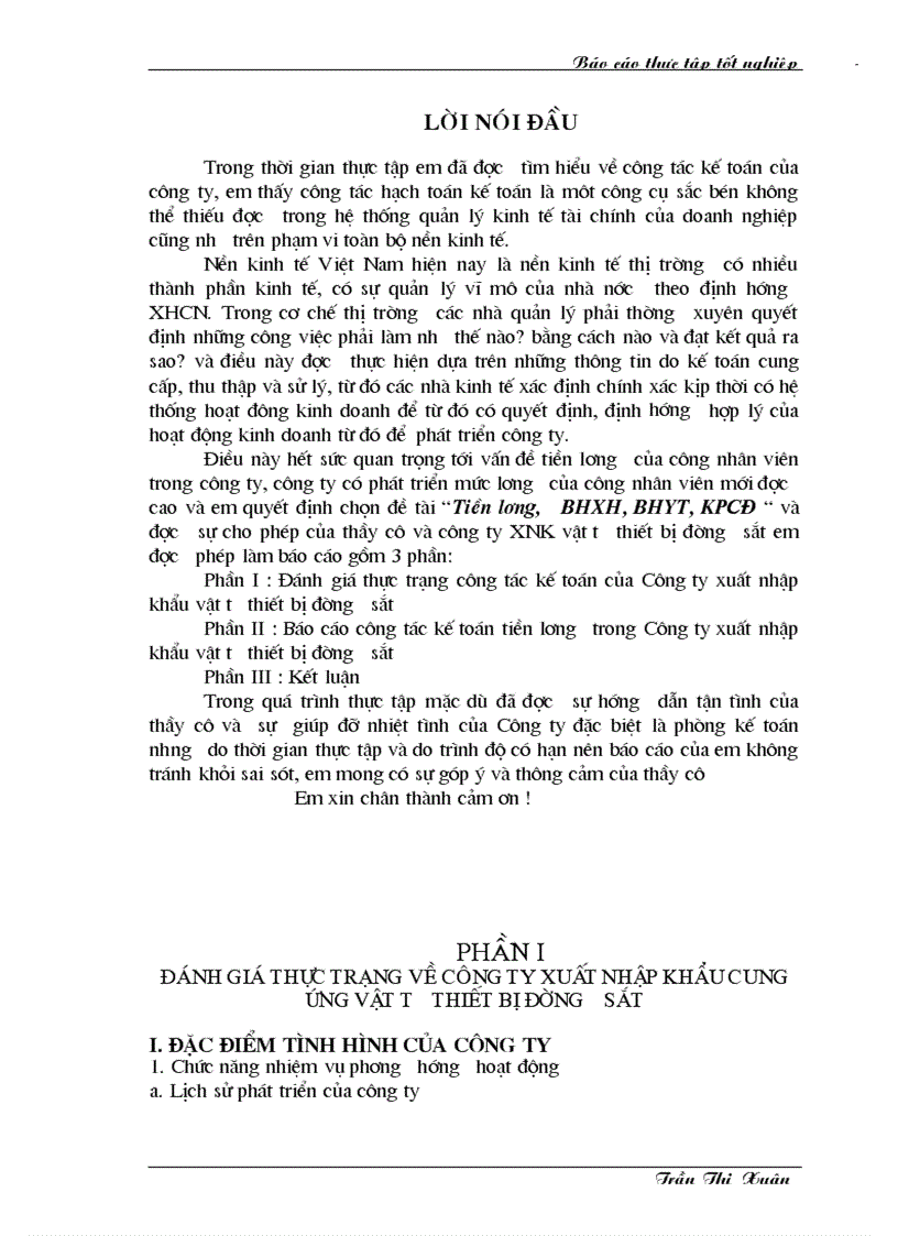 Báo cáo thực tập tổng hợp tại Công ty xuất nhập khẩu vật tư thiết bị đường sắt