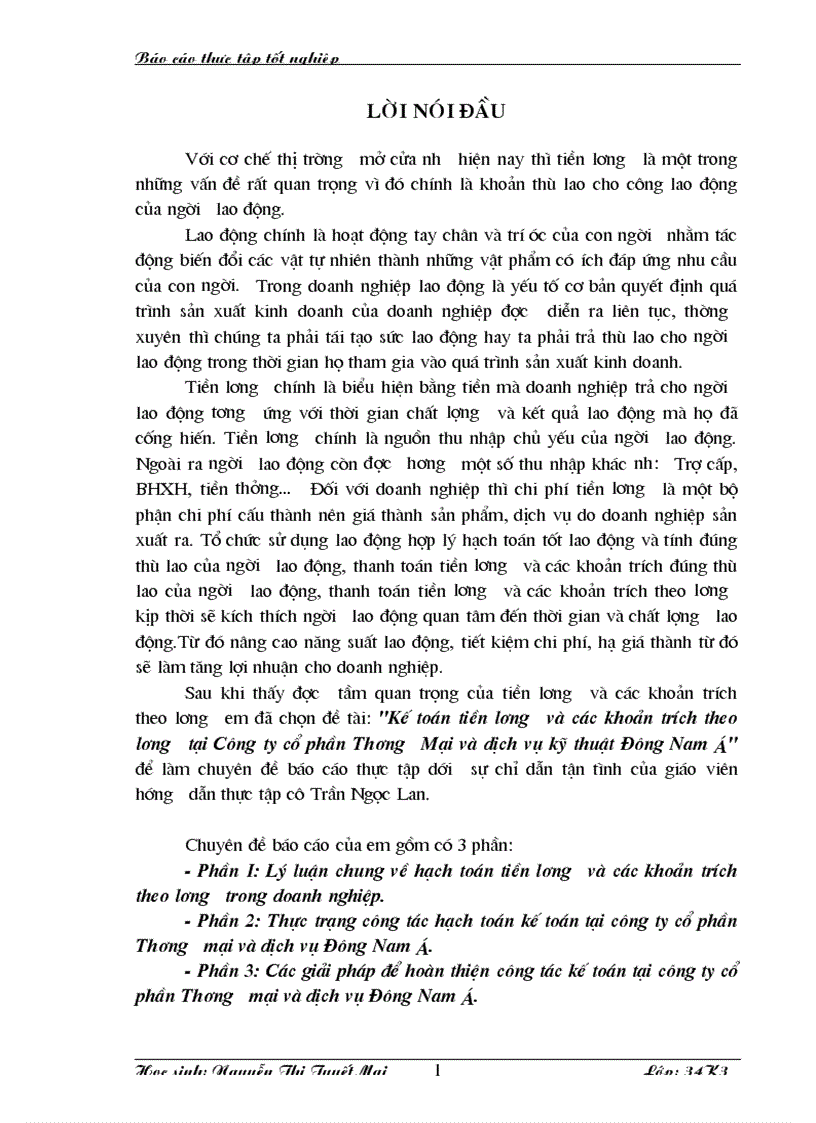 Kế toán tiền lương và các khoản trích theo lương tại Công ty cổ phần Thương Mại và dịch vụ kỹ thuật Đông Nam