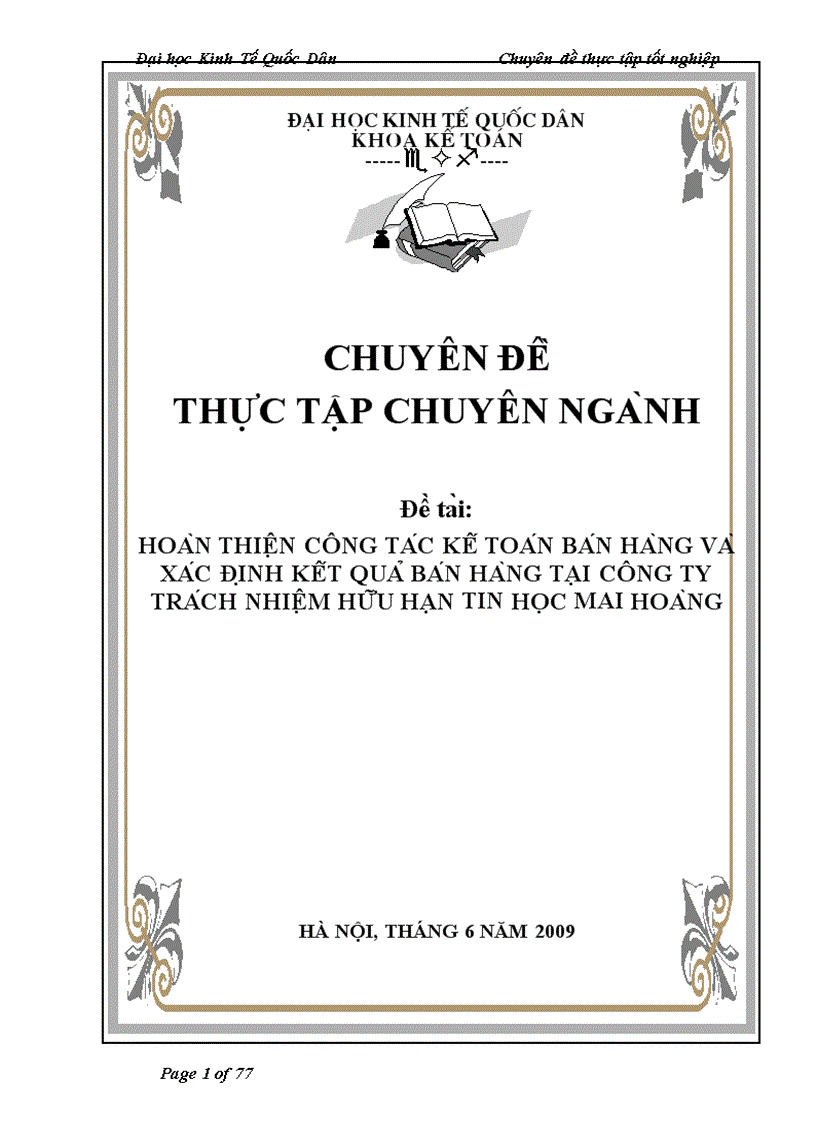 Hoàn thiện công tác kế toán bán hàng và xác định kết quả bán hàng tại công ty trách nhiệm hữu hạn tin học mai hoàng