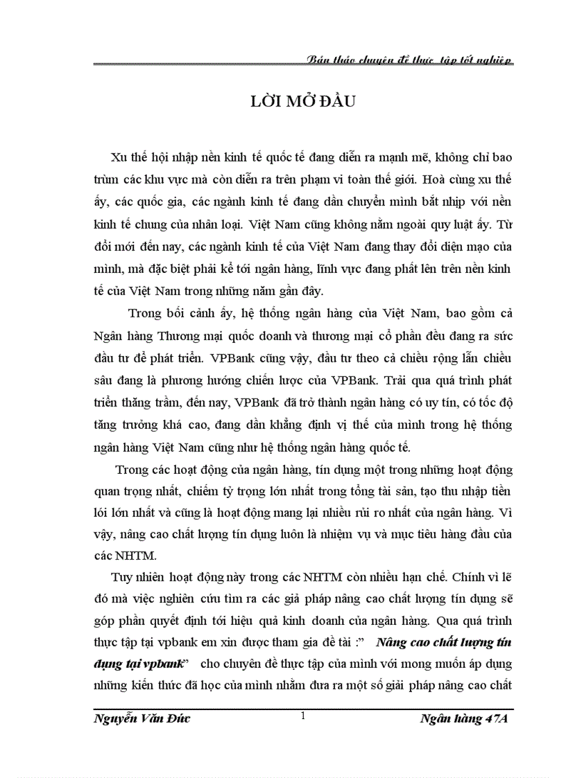 Nâng cao chất lượng tín dụng tại vpban