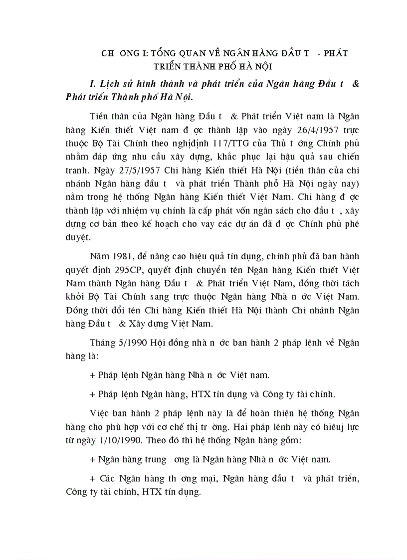 Tình hình hoạt động kinh doanh của Chi nhánh Ngân hàng đầu tư và phát triển thành phố Hà Nội