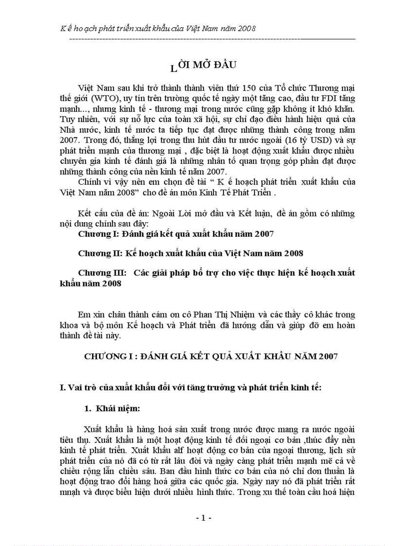 Kế hoạch phát triển xuất khẩu của Việt Nam năm 2008