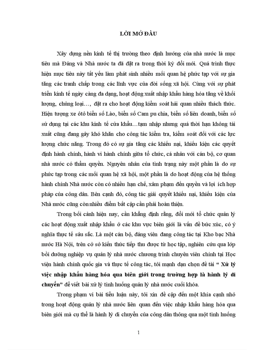 Xử lý việc nhập khẩu hàng hóa qua biên giới trong trường hợp là hành lý di chuyển