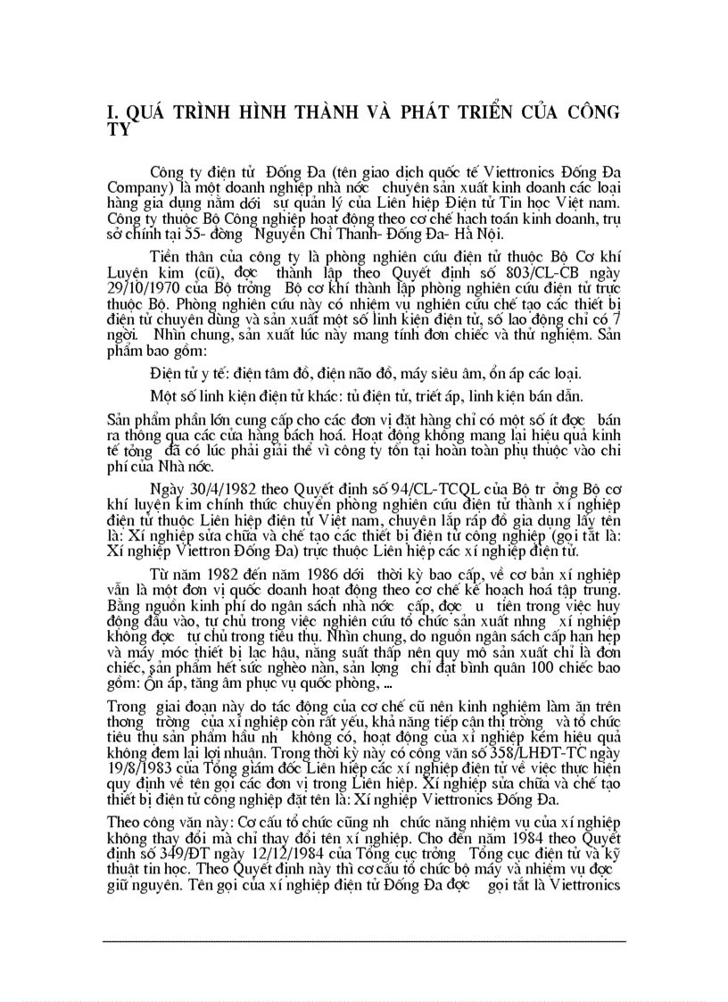 Tình hình hoạt động và kinh doanh của Công ty điện tử Đống Đa tên giao dịch quốc tế Viettronics Đống Đa Company