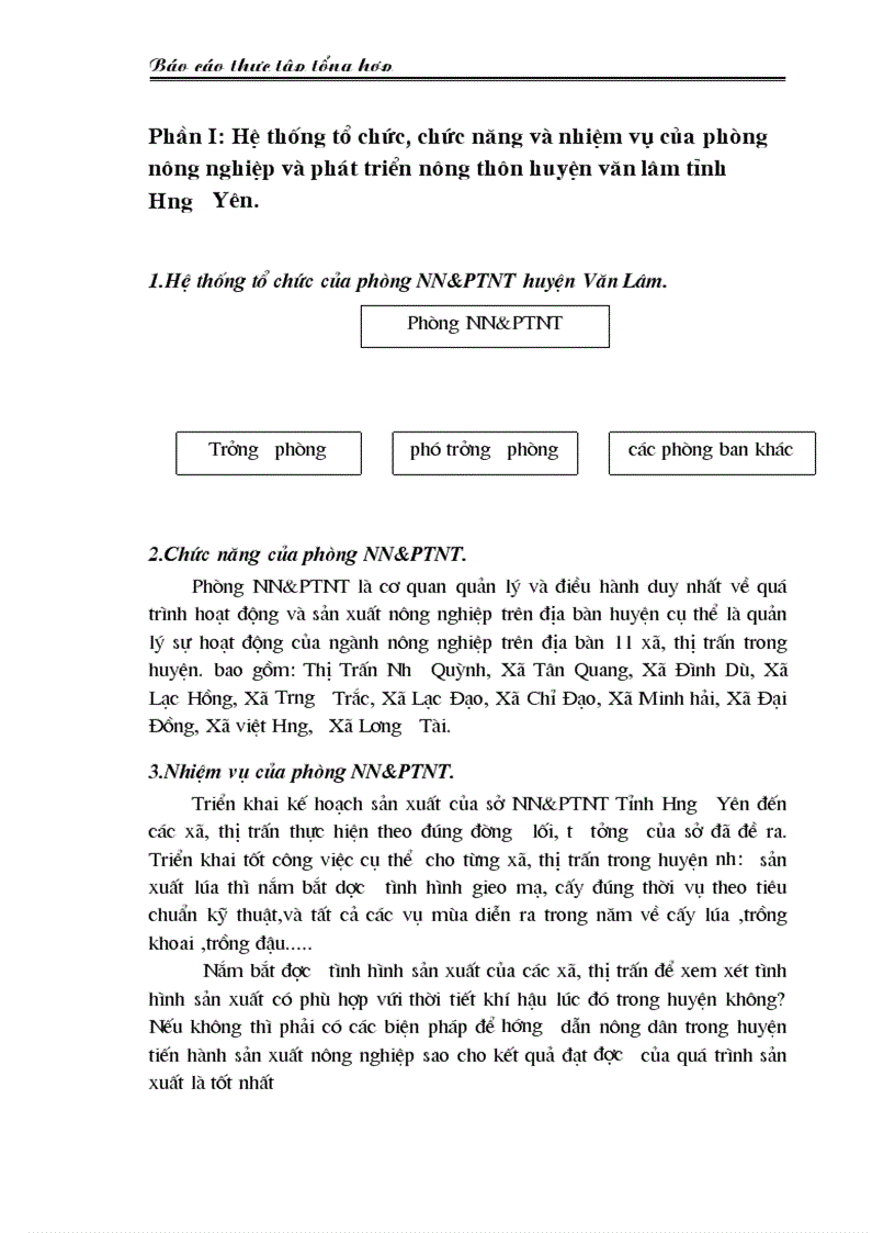 Báo cáo thực tập tổng hợp tại phòng nông nghiệp và phát triển nông thôn huyện Văn Lâm tỉnh Hưng Yên
