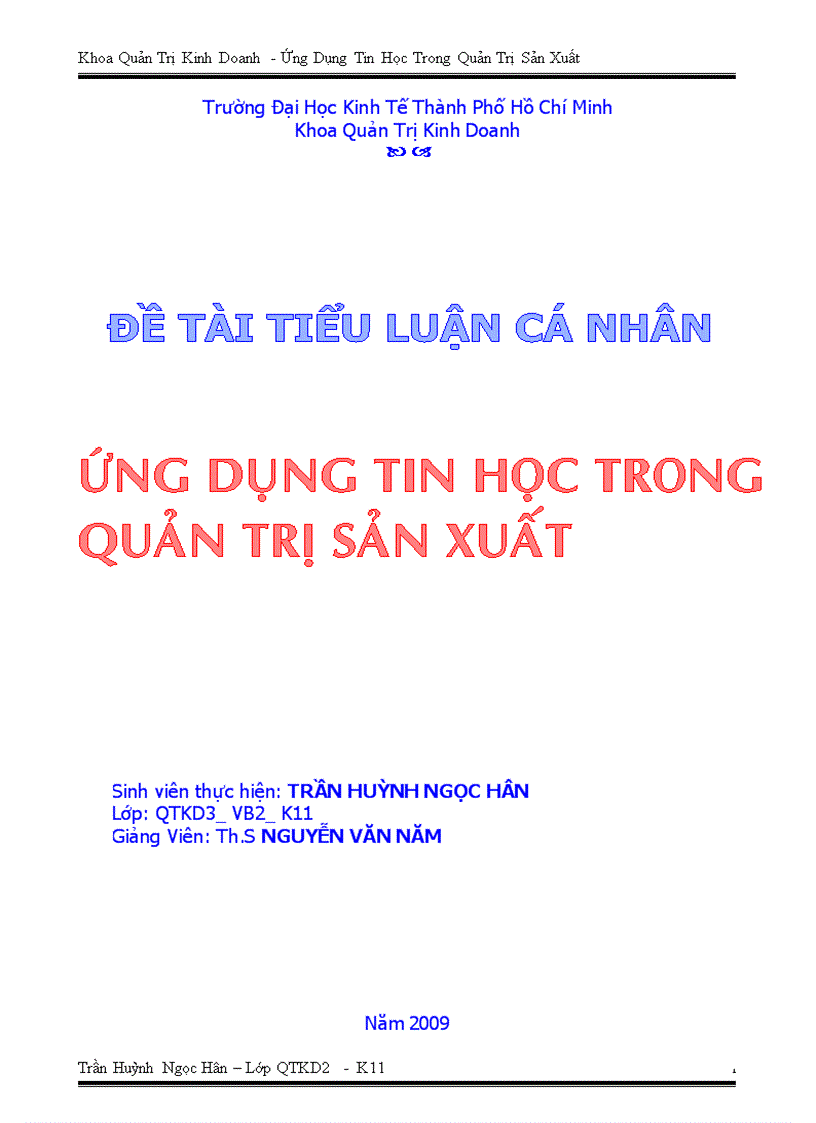 Ứng Dụng Tin Học Trong Quản Trị Sản Xuất