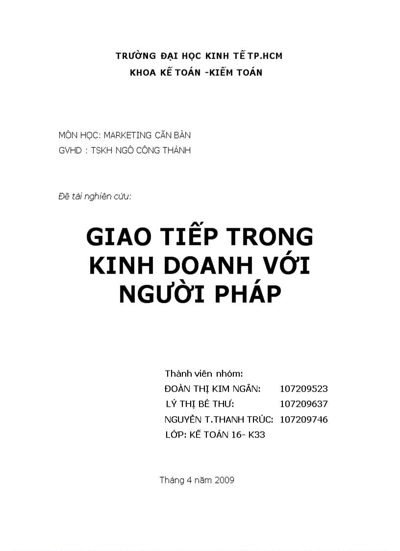 Giao tiếp trong kinh doanh với người PHÁP