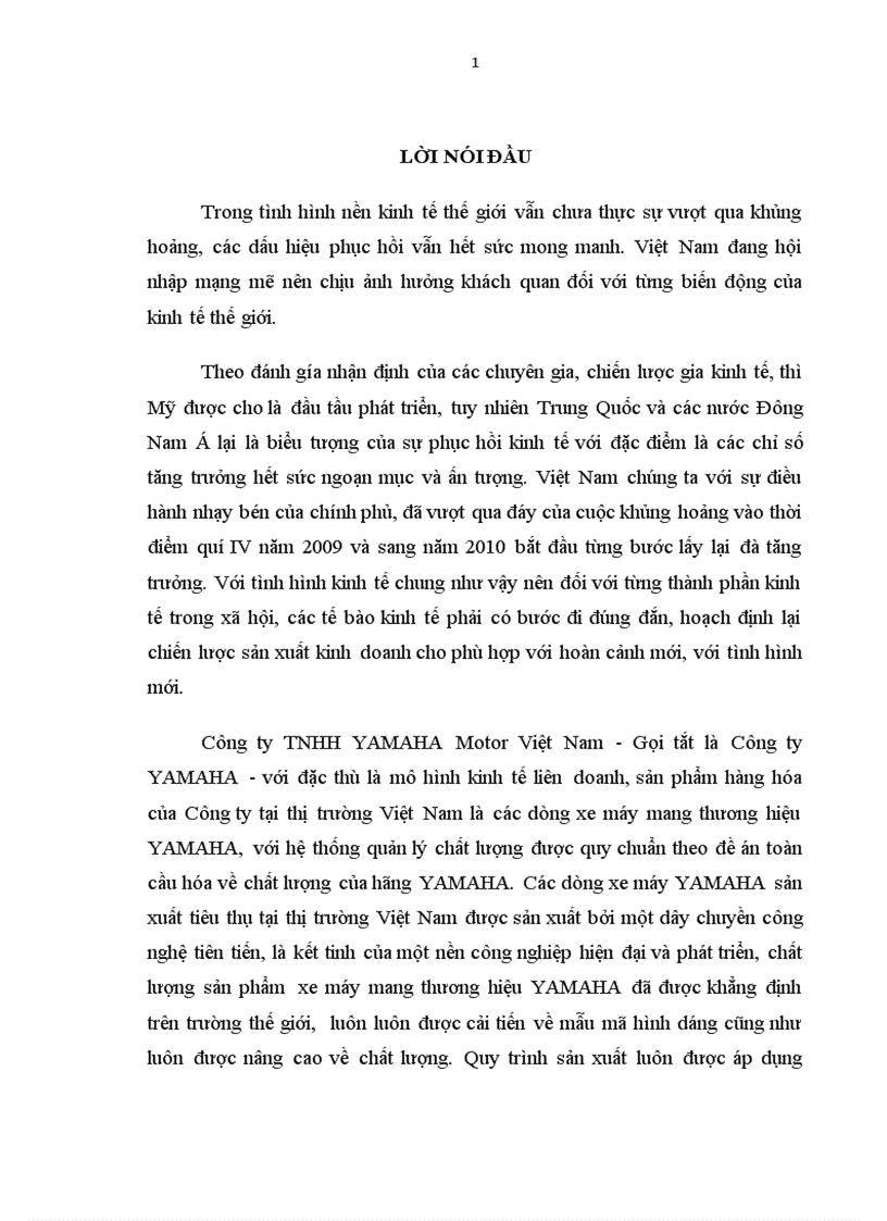 Một số biện pháp phát triển thị trường tiêu thụ sản phẩm tại Công ty TNHH YAMAHA MOTOR Việt Nam 1