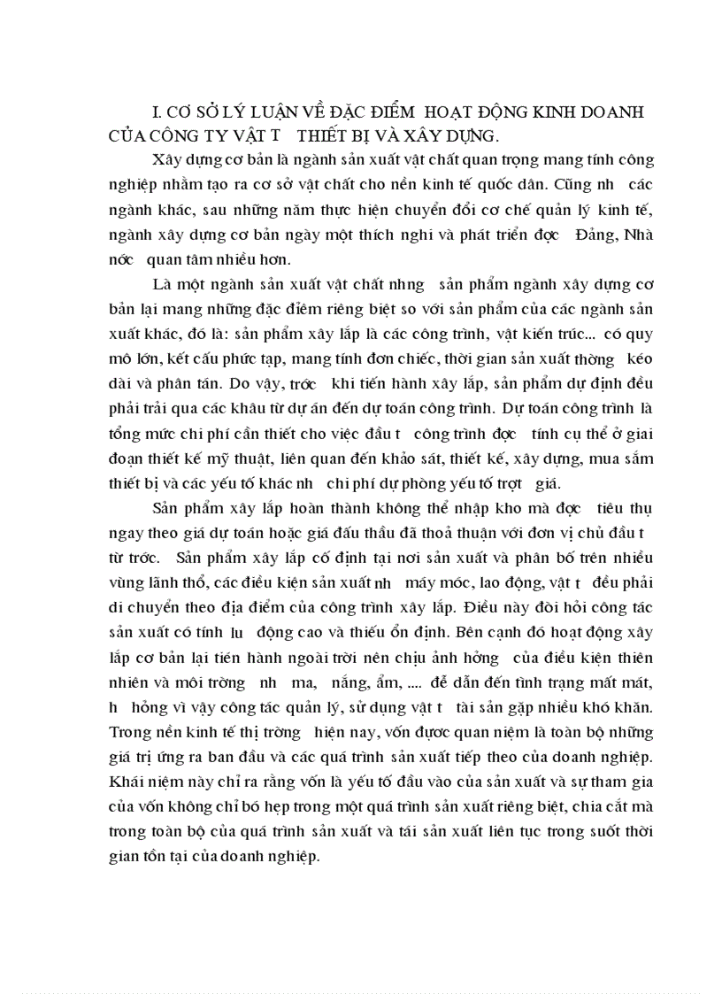 Thực trạng chung về công ty cổ phần xây dựng và vật tư thiết bị 1