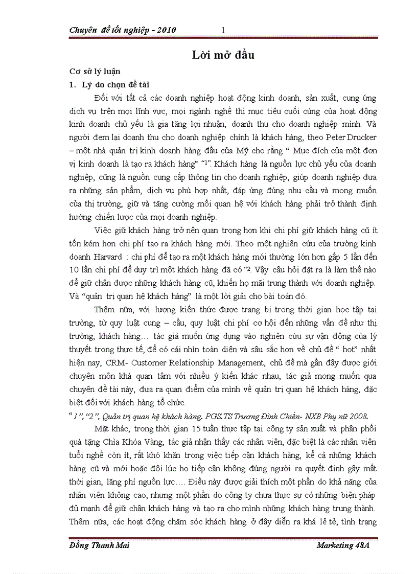 Hoàn thiện hoạt động CRM ở công ty quà tặng Chìa Khóa Vàng