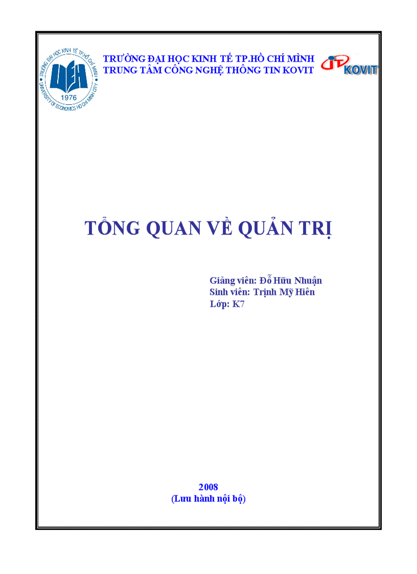 Tổng quan về quản trị