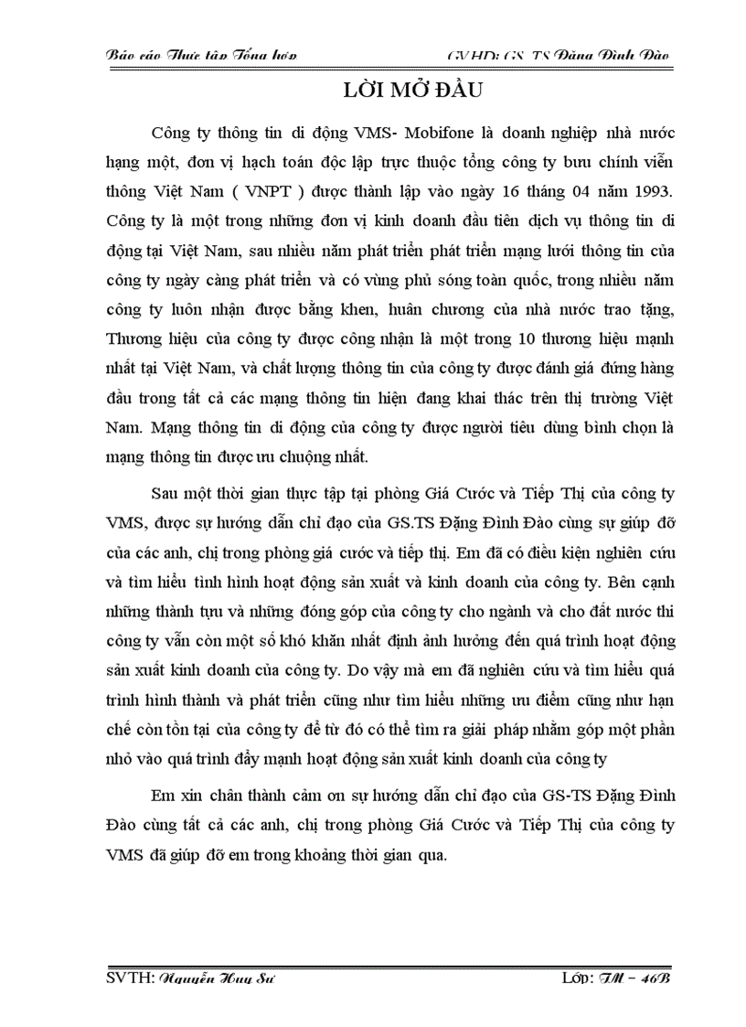 Giải pháp nhằm đẩy mạnh hoạt động sản xuất kinh doanh của công ty Công ty thông tin di động VMS Mobifone