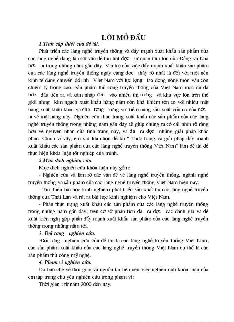 Thực trạng và giải pháp đẩy mạnh xuất khẩu các sản phẩm của các làng nghề truyền thống Việt Nam
