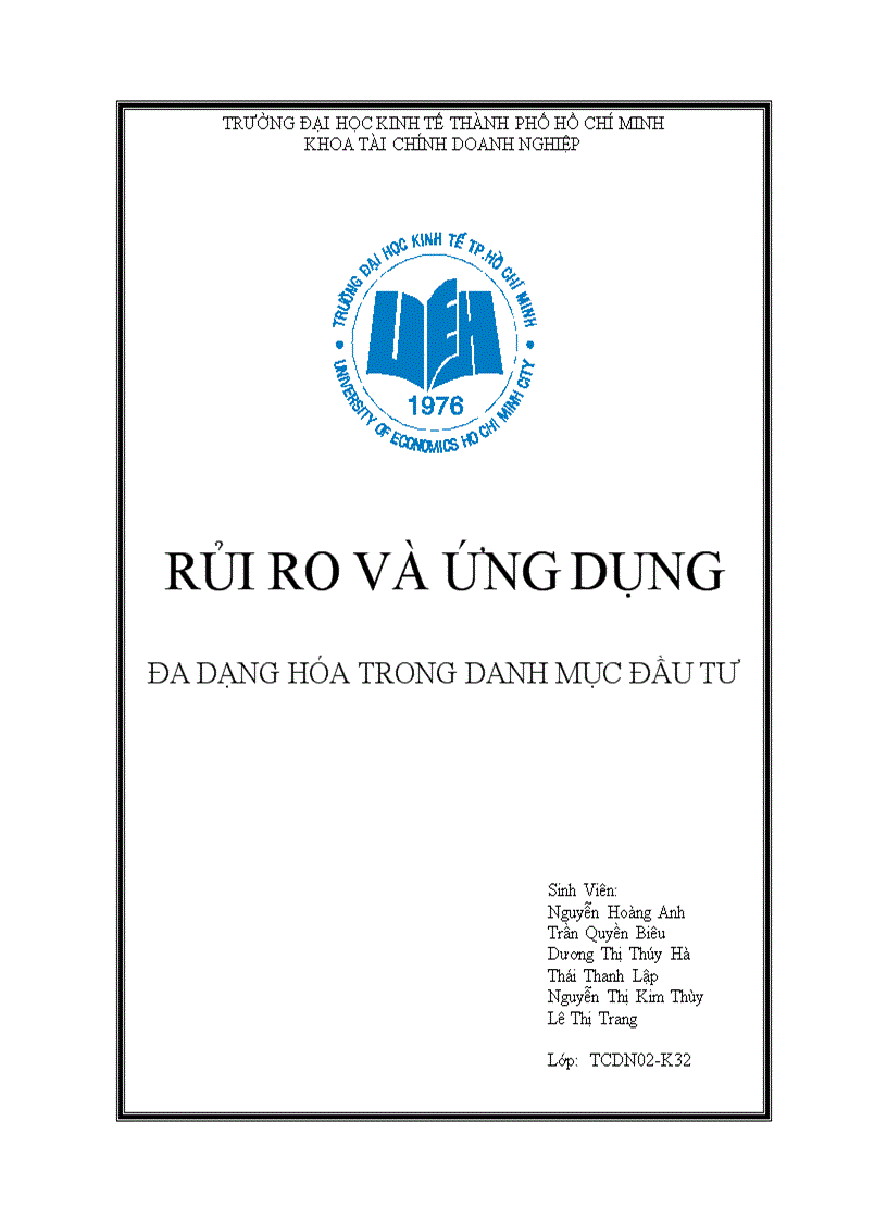 Rủi ro và ứng dụng đa dạng hóa trong danh mục đầu tư