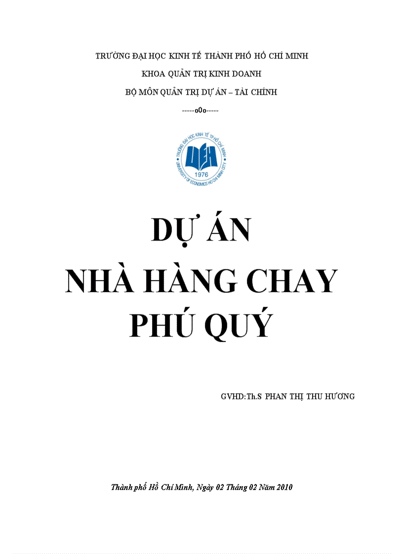 Dự án nhà hàng chay phú quý