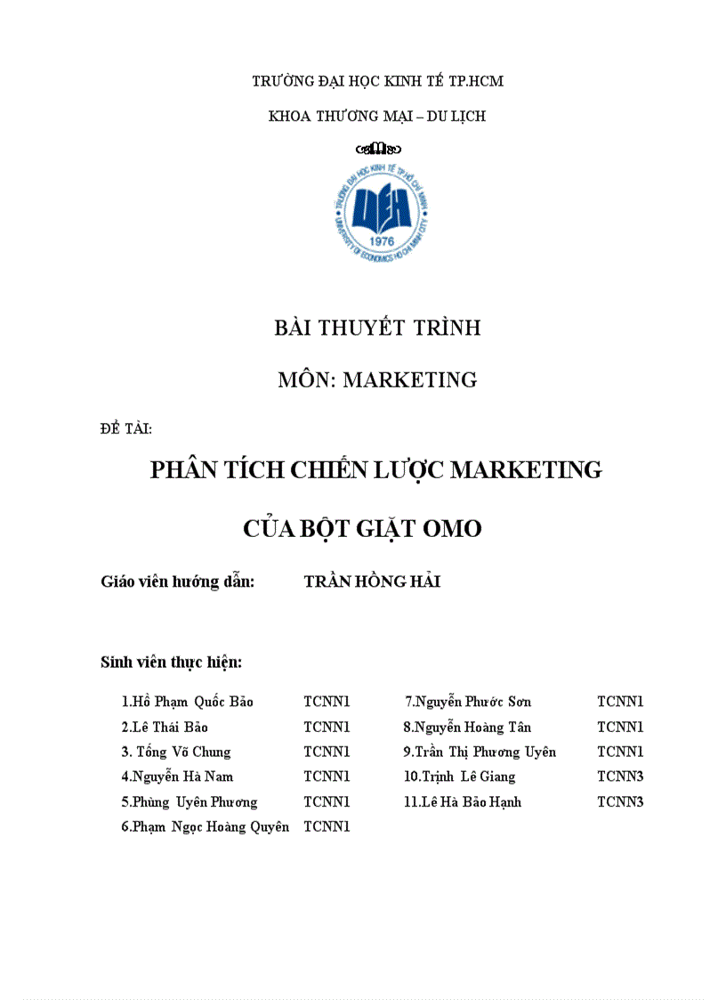 Phân tích chiến lược marketing của bột giặt omo