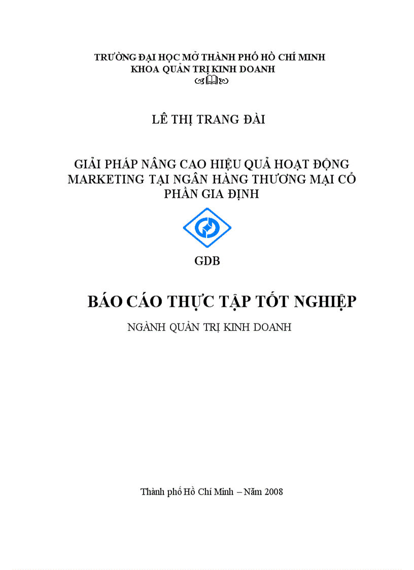 Giải pháp nâng cao hiệu quả hoạt động Marketing tại Ngân hàng thương mại cổ phần Gia Định