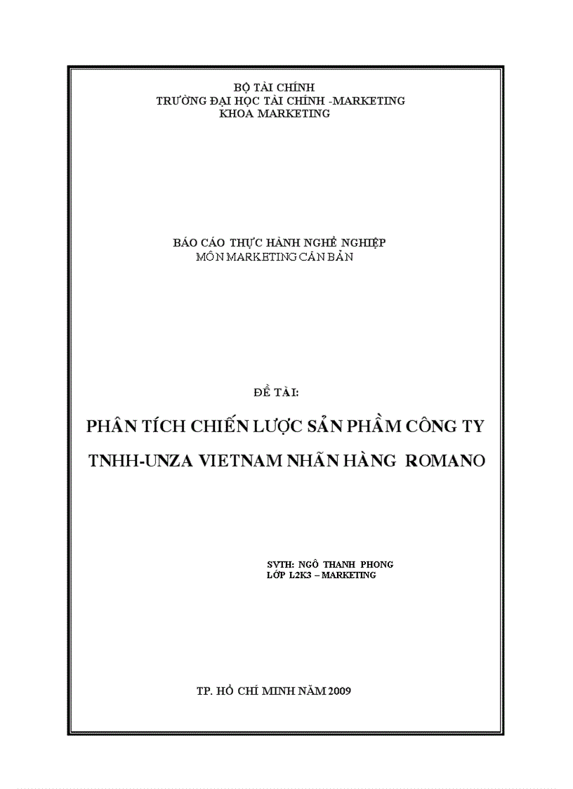 Phân tích chiến lược sản phẩm công ty TNHH UNZA Việt Nam nhãn hàng romano