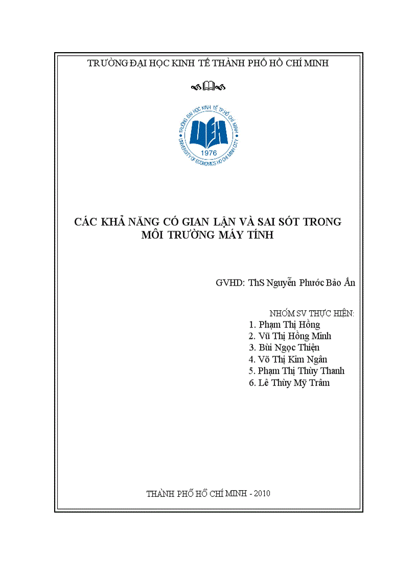 Các khả năng có gian lận và sai sót trong môi trường máy tính