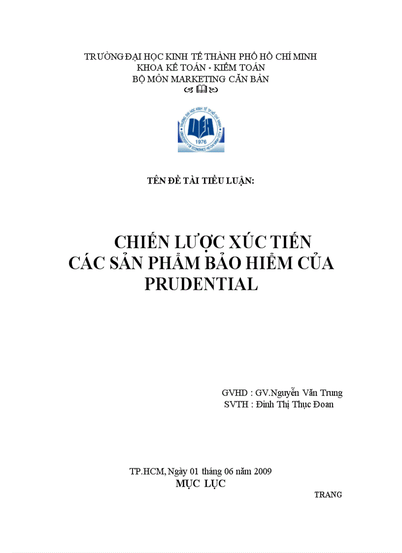 Chiến lược xúc tiến các sản phẩm bảo hiểm của Prudential