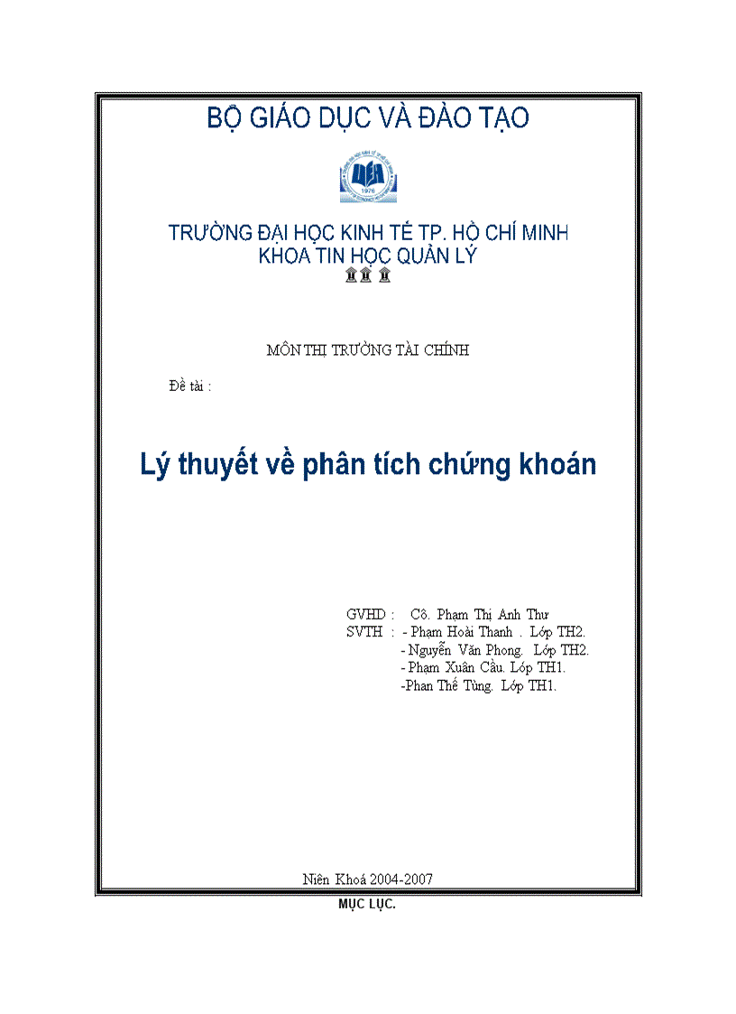 Lý thuyết về phân tích chứng khoán