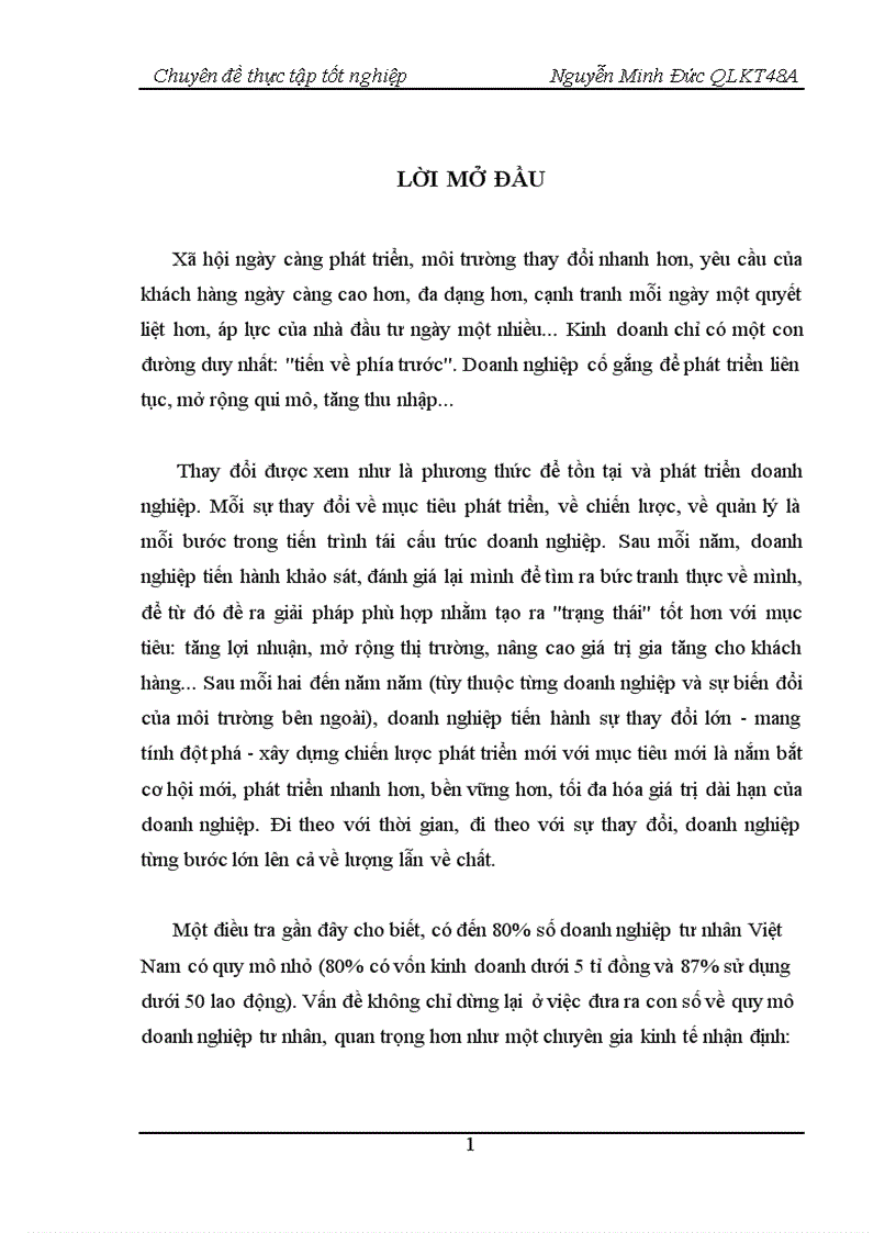 Một số giải pháp nhằm tái cấu trúc Công ty TNHH Thái Nam 1