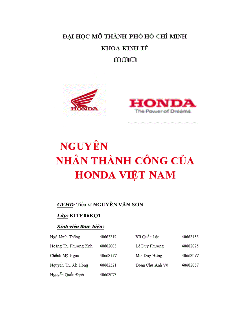 Nguyên nhân thành công của honda việt nam