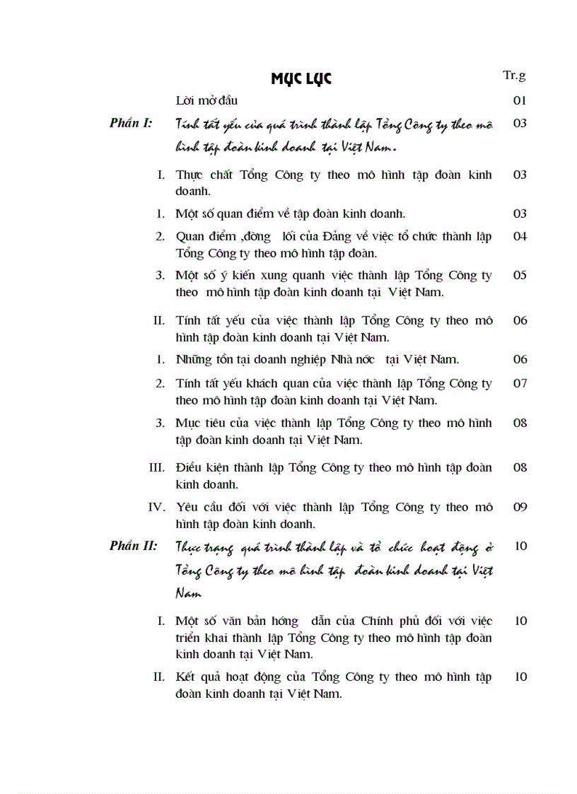 Thực trạng và giải pháp của quá trình thành lập và tổ chức hoạt động của Tổng Công ty theo mô hình tập đoàn kinh doanh