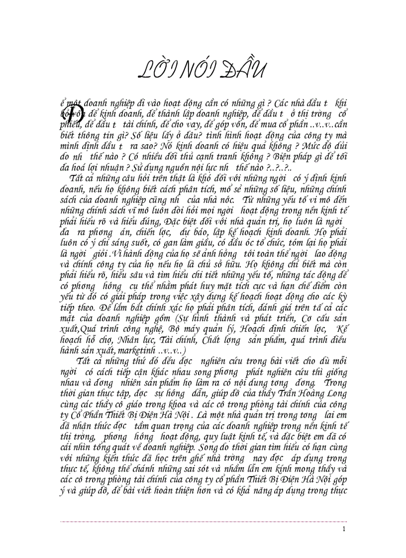 Tổng hợp quản trị các hoạt động của công ty Cổ Phần Thiết Bị Điện Hà Nội