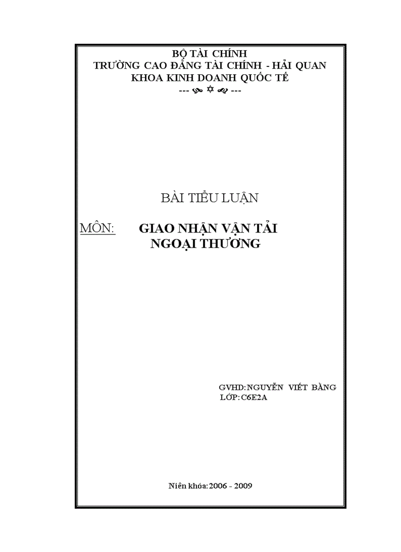 Giao nhận vận tải ngoại thương