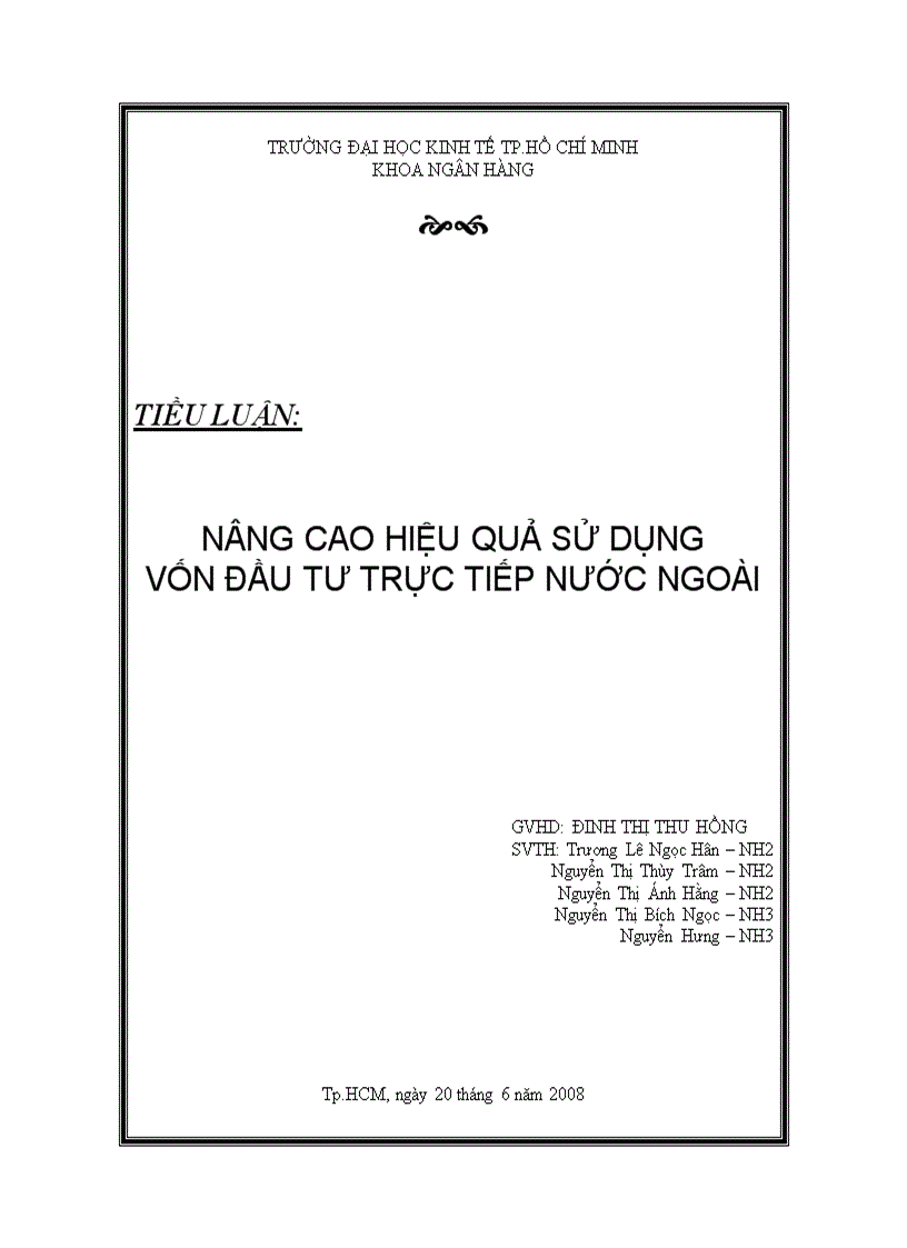 Nâng cao hiệu quả sử dụng vốn đầu tư trực tiếp nước ngoài