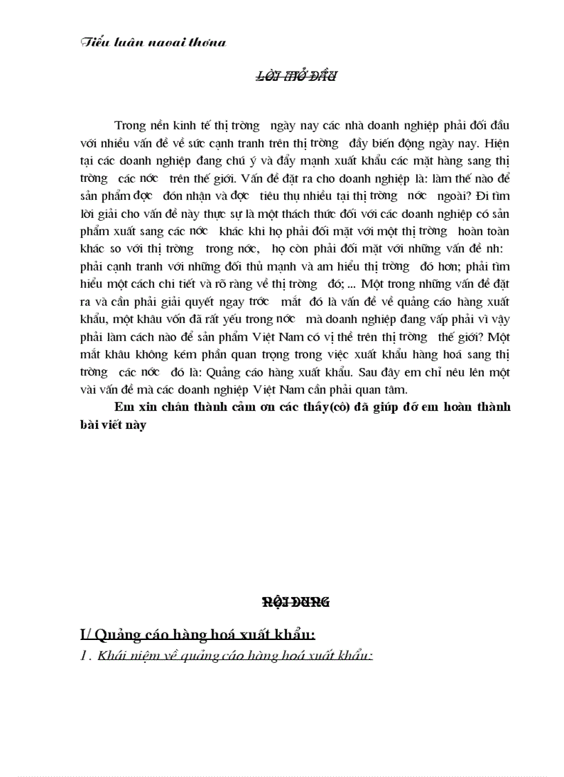 Tiểu luận ngoại thương