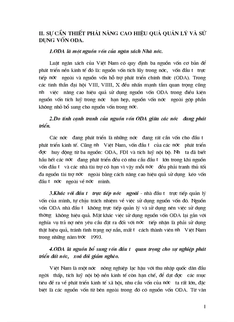 Sự cần thiết phải nâng cao hiệu quả quản lý và sử dụng vốn ODA 1