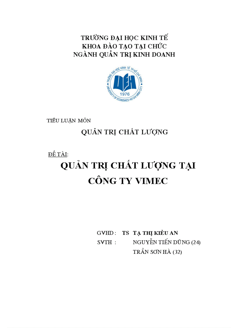 Quản trị chất lượng tại công ty vimec