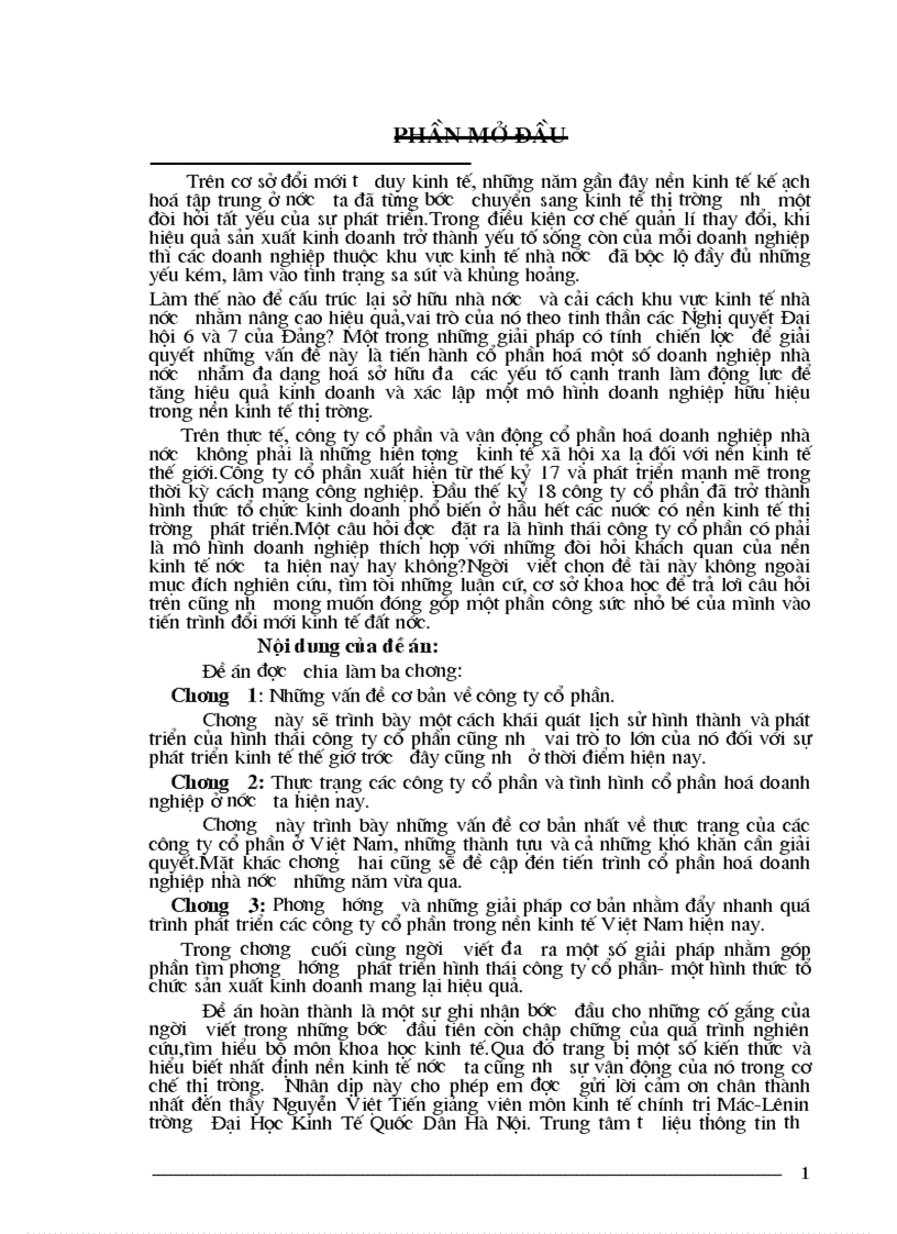 Phương hướng và những giải pháp cơ bản nhằm đẩy nhanh quá trình phát triển các công ty cổ phần trong nền kinh tế Việt Nam hiện nay 1