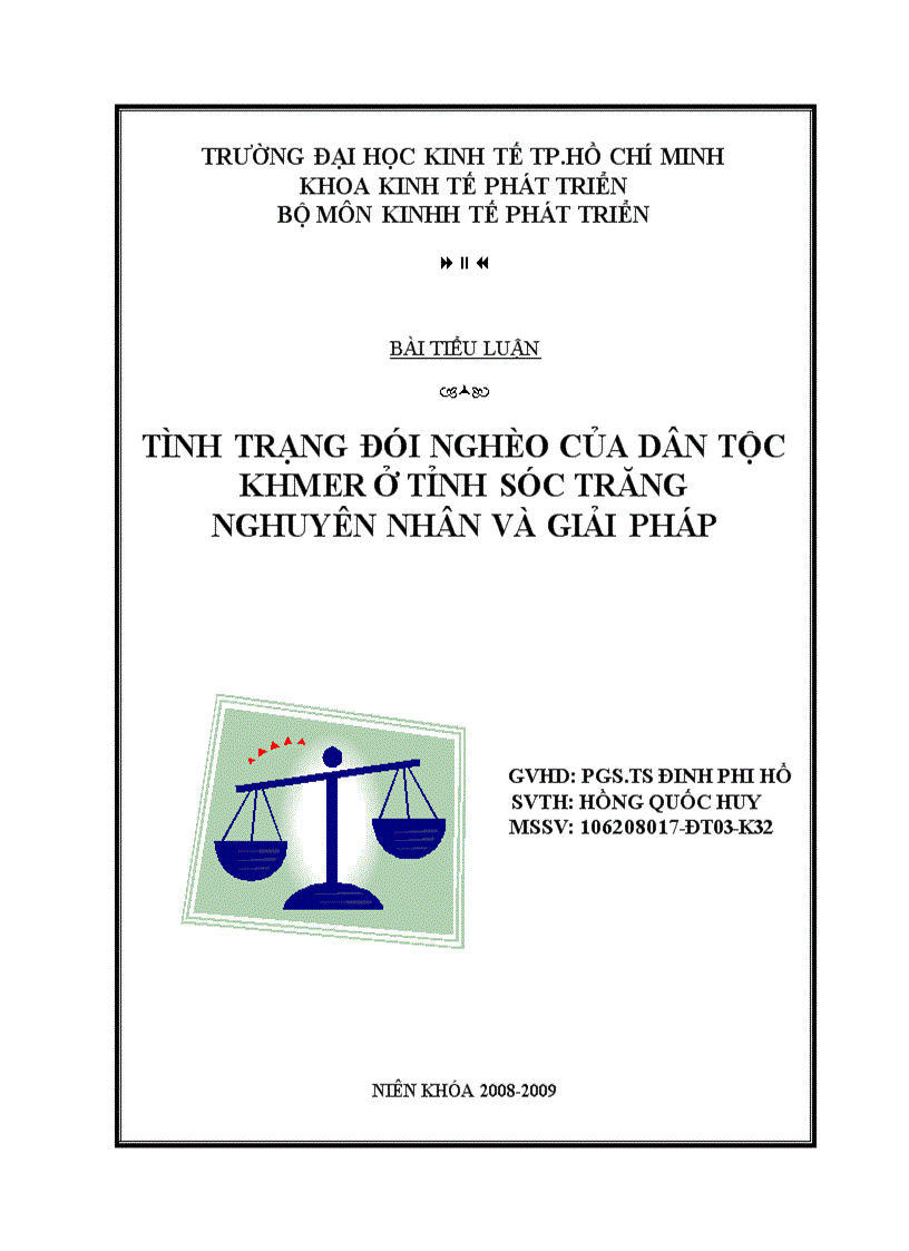 Tình trạng đói nghèo của dân tộc khmer ở tỉnh sóc trăng nghuyên nhân và giải pháp