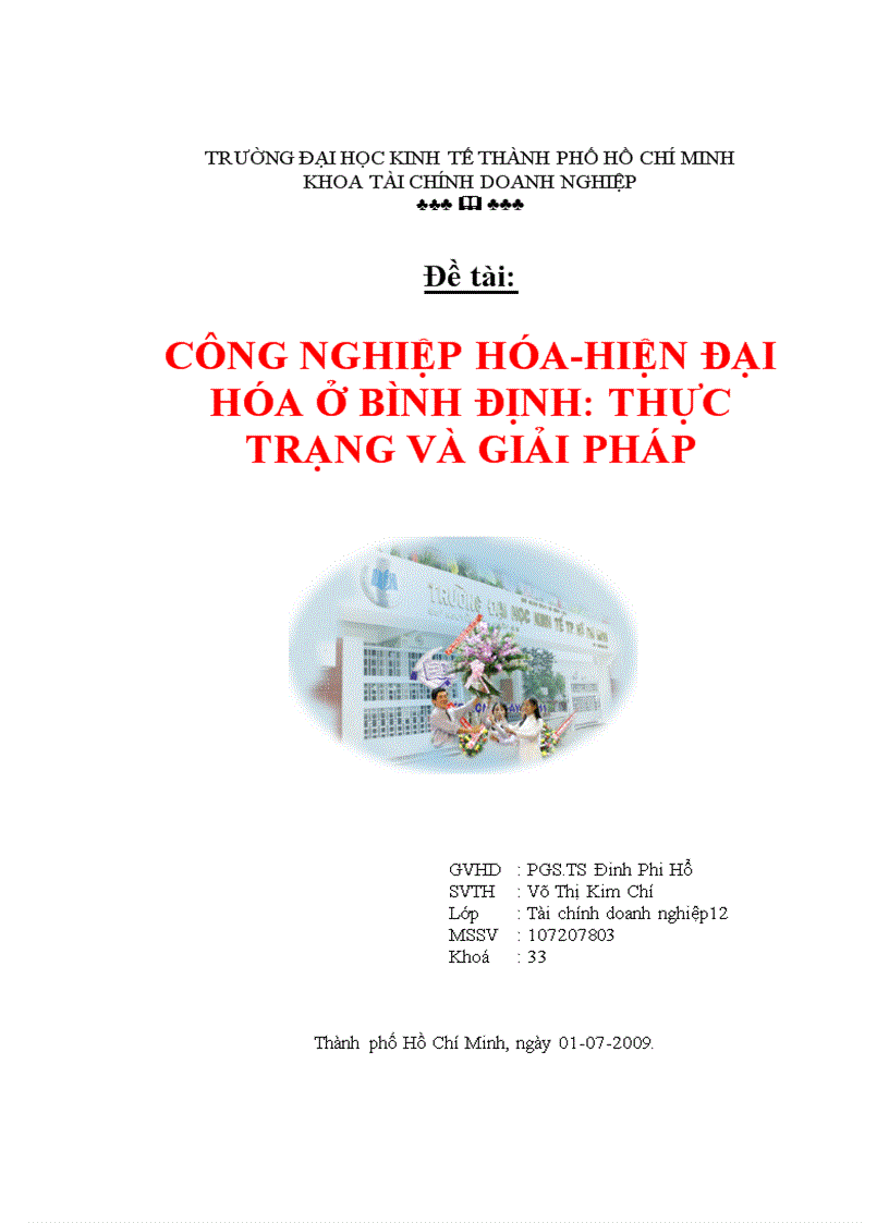 Công nghiệp hóa hiện đại hóa ở Bình Định thực trạng và giải pháp