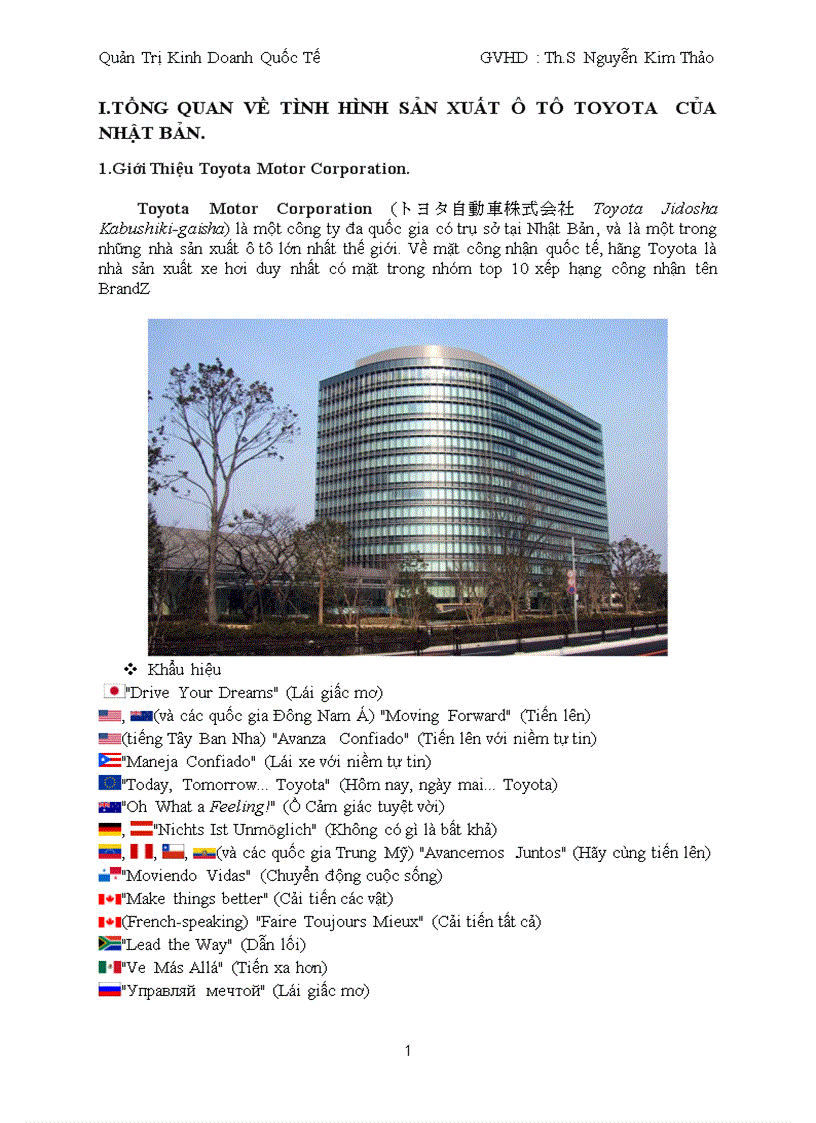 Tình hình sản xuất ô tô toyota của nhật bản