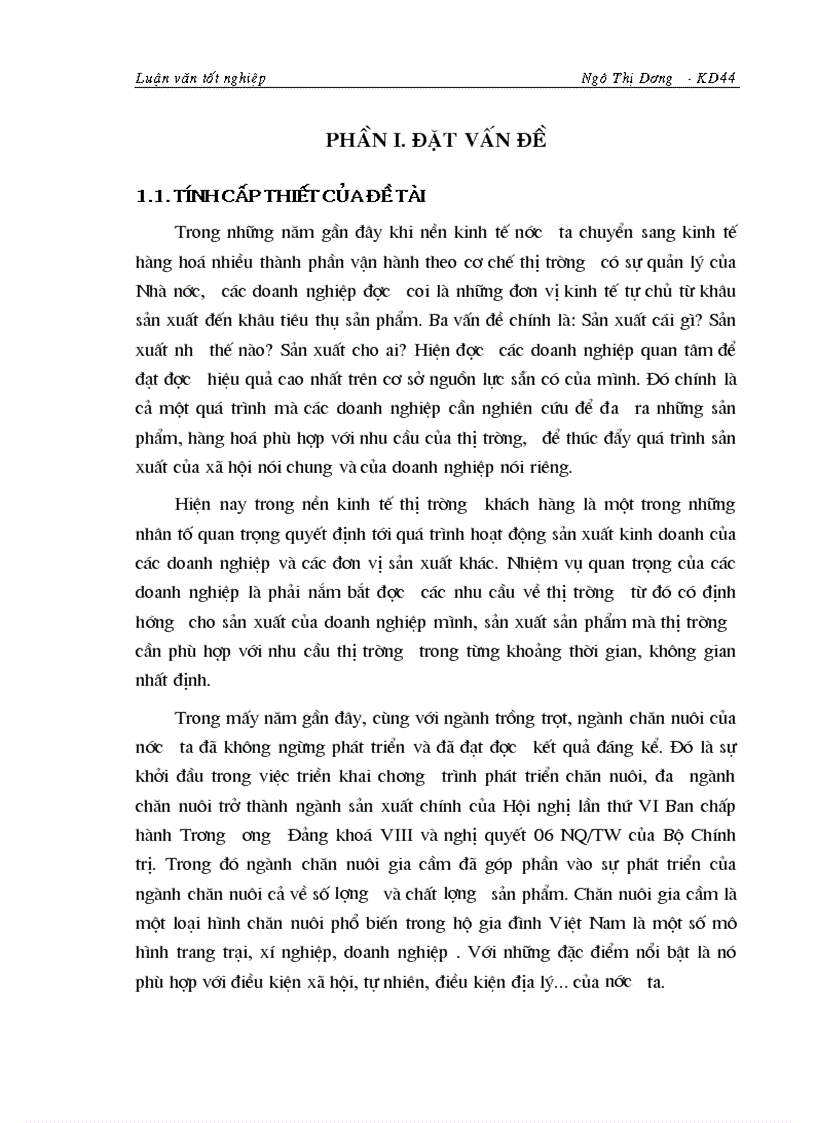 Nghiên cứu tình hình tiêu thụ sản phẩm gà giống thương phẩm tại Công ty giống gia cầm Lương Mỹ Chương mỹ Hà Tây