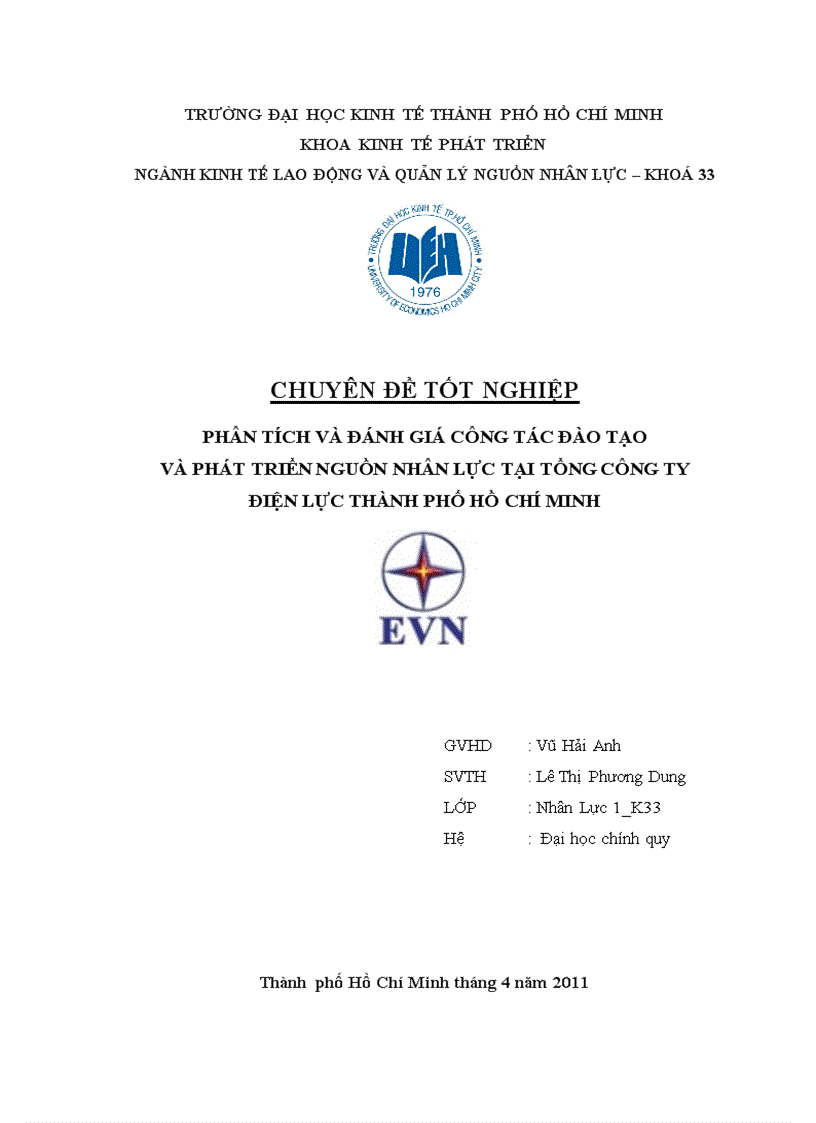 Phân tích và đánh giá công tác đào tạo và phát triển nguồn nhân lực tại tổng công ty điện lực thành phố HỒ CHÍ MINH