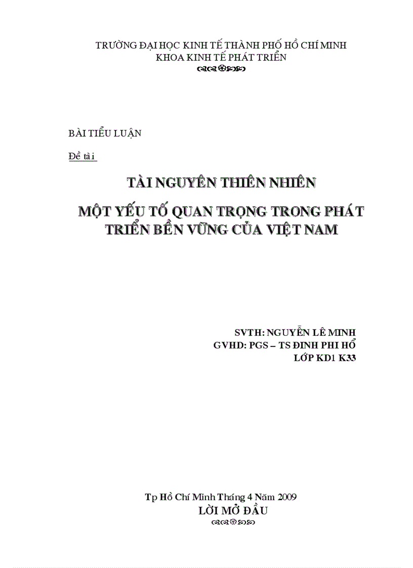 Tài nguyên thiên nhiên một yếu tố quan trọng trong phát triển bền vững của Việt Nam